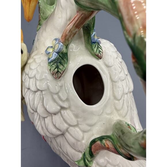 Fitz & Floyd Classics Duck Goose Teapot Mother & Baby Floral Ceramic 10” - Picture 8 of 9